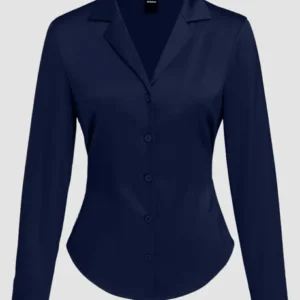 Navy Blue satin plain shirt