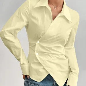 Asymmetric Hem Fitted Vanilla Shirt Top