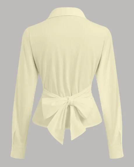 Fitted Collared Button Down Shirt in French Vanilla - Image 2
