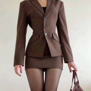 cropped mocha coloured blazer