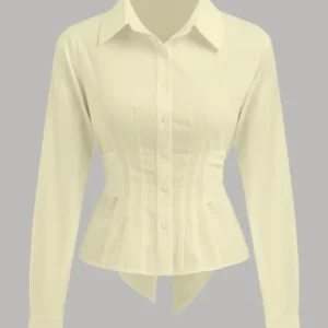 Fitted Collared Button Down Shirt in French Vanilla