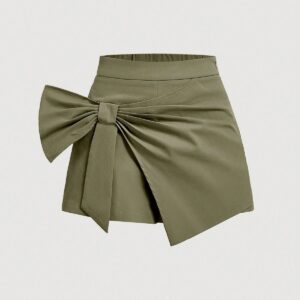 Mid Rise Bowknot Mini Skirt