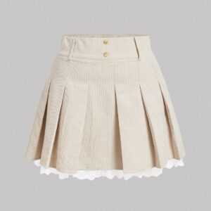 Lace Patchwork Pleated Skirt