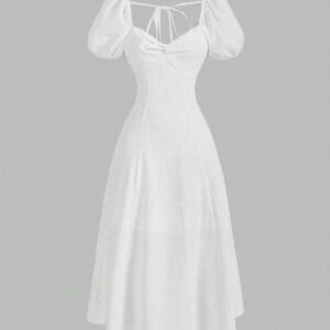 Puff Sleeve A Line Dress