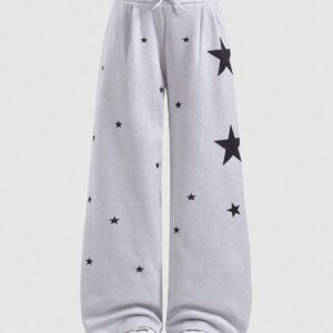 Star Pattern Wide Sweatpants