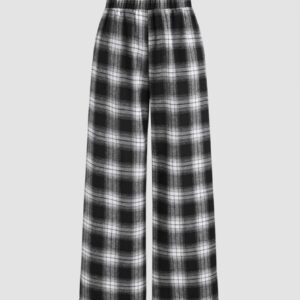 Checked wide-leg pants